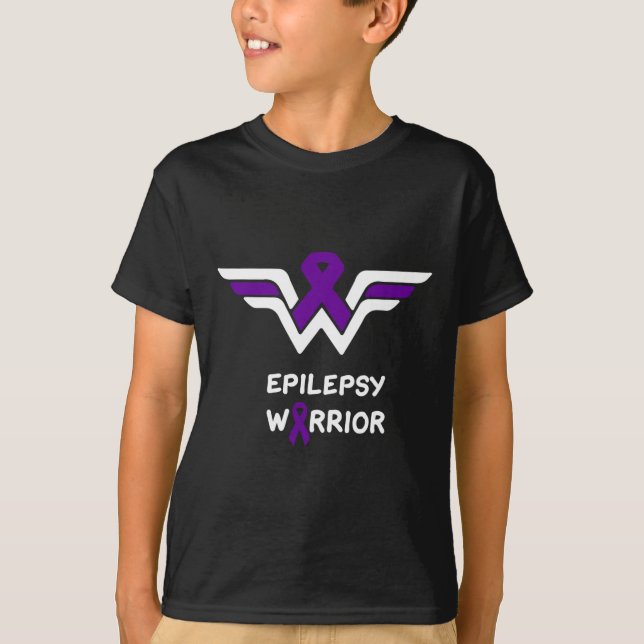 T-shirt Epilepsy Awareness Warrior Support Survivor Purple (Devant)