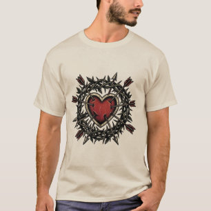 T-shirt Épines et flèches Chemise coeur tatouage rétro f