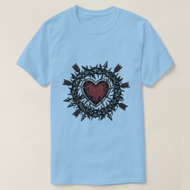 T-shirt Épines et flèches | Chemise coeur tatouage rétro f (Design devant)