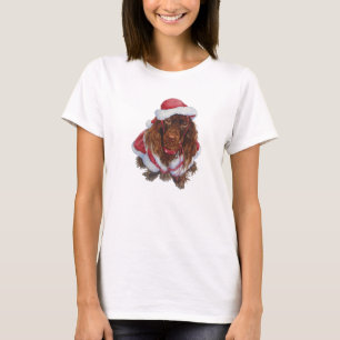 T-shirt Épingle brun mignon en tenue père Noël pour noël