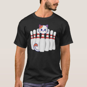 T-shirt Épingle De Bowling Avec Mignonne Chat Bowling Prop