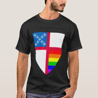 T-shirt Episcopal Church Shield with Rainbow Pride Horizon