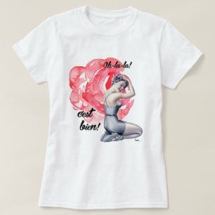 T-shirt Épouse avec Arrière - plan floral