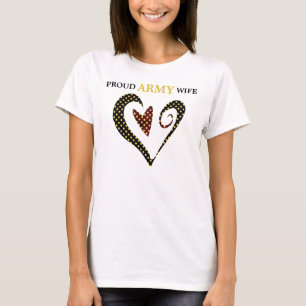 T-shirt Épouse d'armée d'étoile d'or de coeur