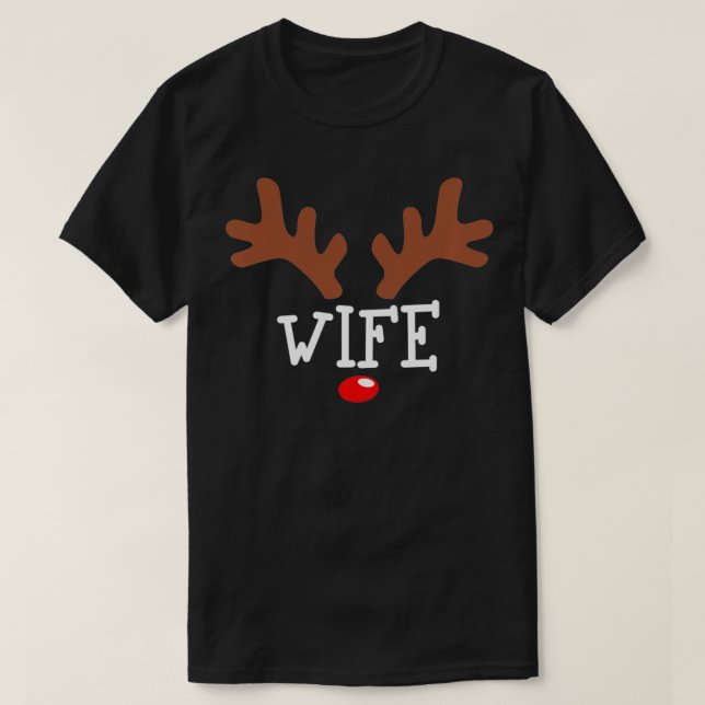T-shirt Épouse de rennes de Noël de la femme Funny Couple  (Design devant)