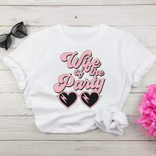 T-shirt Épouse De Script Rose Rétro Du Parti Bachelorette