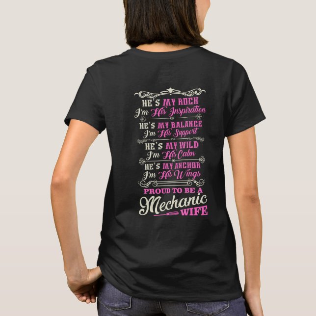 T-shirt Épouse fière de mécanicien (Dos)