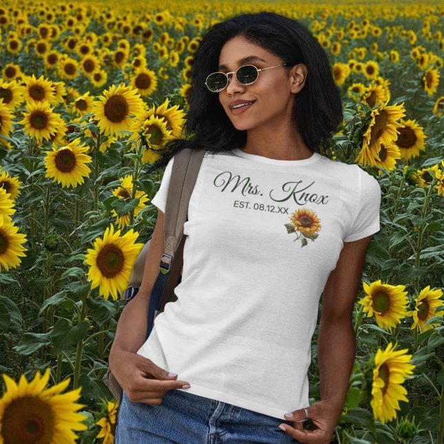 T-shirt Épouse Mariage de tournesol Mme Etablie (Créateur téléchargé)