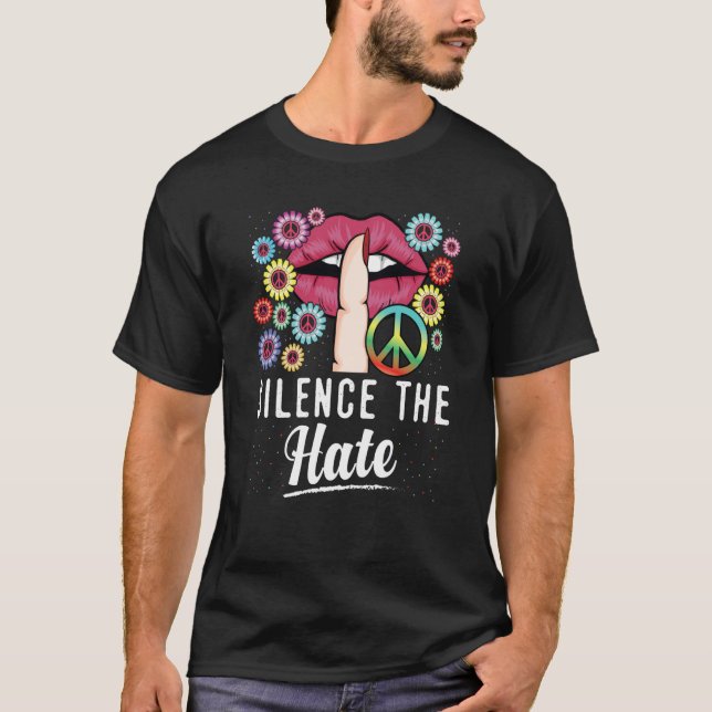 T-shirt Equality Love Peace Human Rights Silence The Hate (Devant)