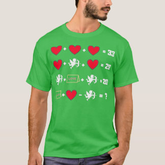 T-shirt Équations en mathématiques de Saint Valentin pour