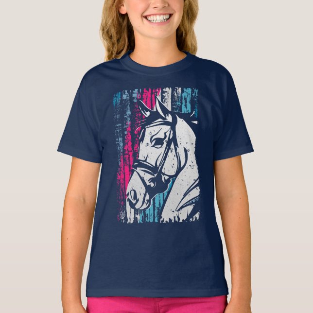 T-shirt Equestre - Cheval Vintage - Équitation (Devant)