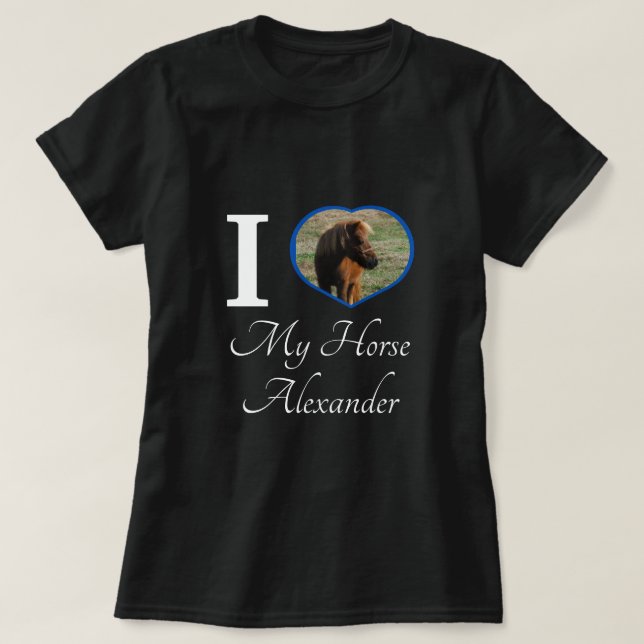 T-shirt Equestrio mignonne J'aime mon cheval photo de coeu (Design devant)