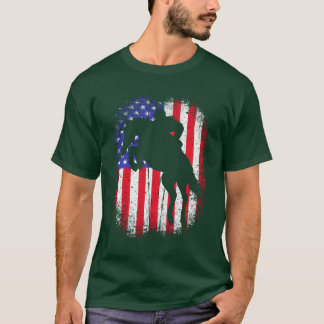 T-shirt Equestrio Show Jumping Horse American Flag ami