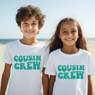 T-shirt Équipage Cousin   Turquoise Famille de jumelage en