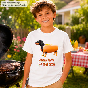 T-shirt Équipage de BBQ de teckel personnalisé Drôle de ch