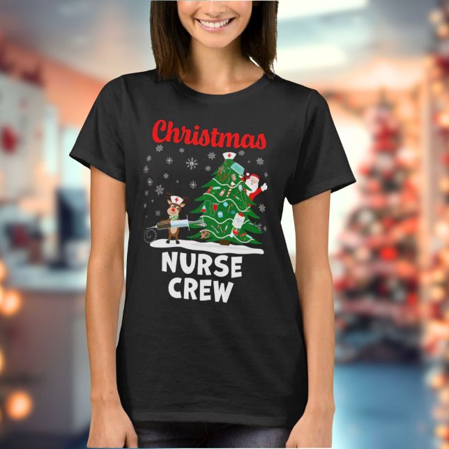 T-shirt Équipage de l'infirmière de Noël avec Père Noël et (Créateur téléchargé)