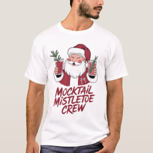T-shirt Équipage de Noël sobre Mocktail Mistletoe 