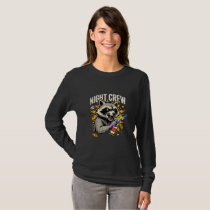 T-shirt Équipage de Nuit Raton Laveur Graffiti Manches Lon