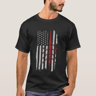 T-shirt Équipage du drapeau américain d'aviron Rameur patr