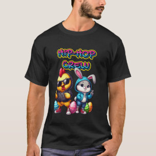 T-shirt Équipage Hip-Hop Lapin de Pâques Poulet Œufs de Pâ