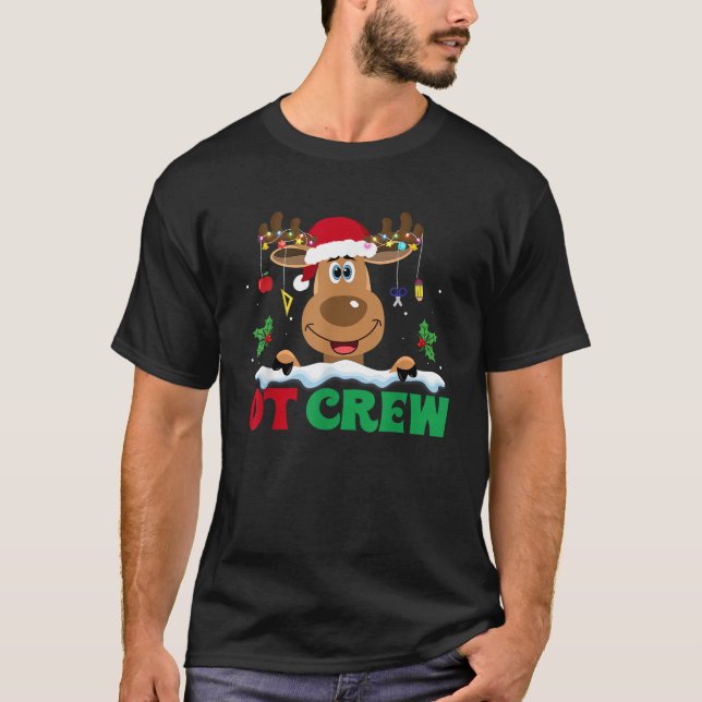 T-shirt Équipage OT Chapeau de renne du Père Noël drôle de (Devant)