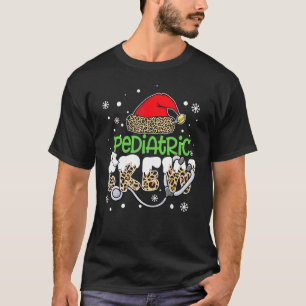 T-shirt Équipage pédiatrique Leopard Santa Hat Stethoscope