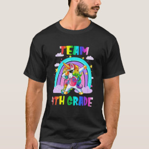 T-shirt Équipe 4E Année Dabbing Unicorn Retour À L'École