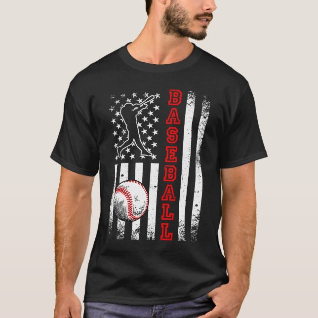 T-shirt Équipe Américaine De Baseball De Drapeau Baseball  (Devant)