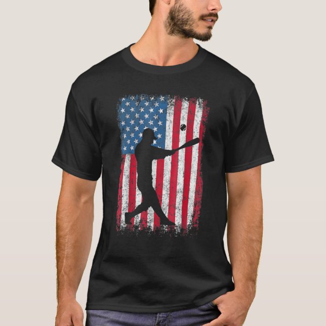T-shirt Équipe Américaine De Baseball Drapeau Hommes Garço (Devant)