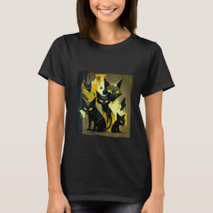 T-shirt Équipe d'attaque de chat noir drôle pour femmes et