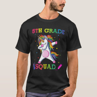 T-shirt Équipe De 5E Année Dabbing Unicorn Retour À L'Écol
