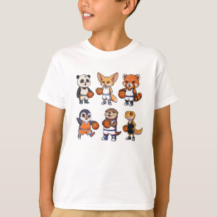 T-shirt Équipe de basket-ball d'animaux mignons - Dessin a