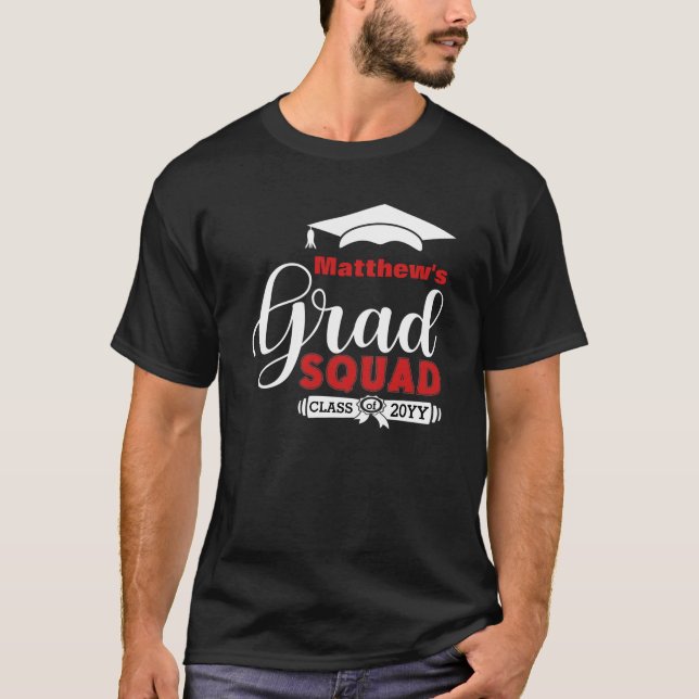 T-shirt Équipe de Black Graduation Men's White and Red Tex (Devant)