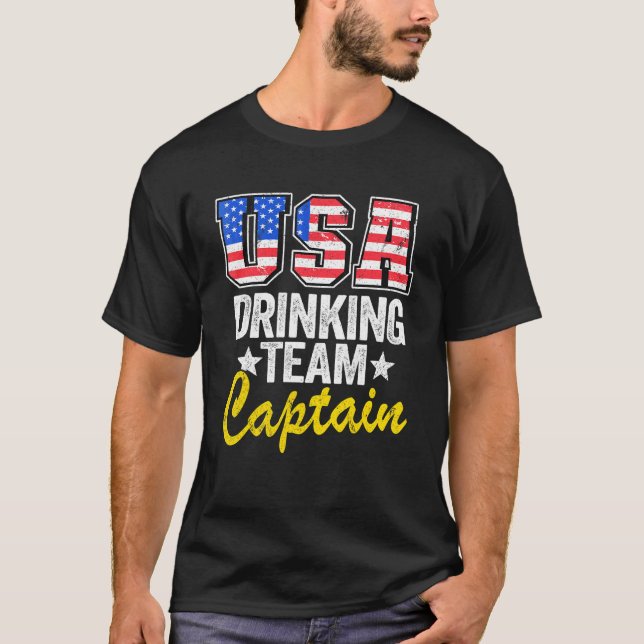 T-shirt Équipe De Boissons Américaine Capitaine Drapeau Am (Devant)