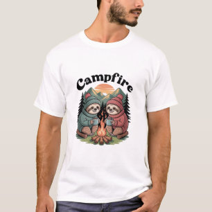 T-shirt Équipe de camping de paresseux Feu de camp officie