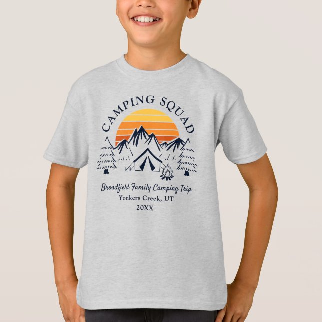 T-shirt Équipe de camping familiale rétro sur mesure petit (Devant)
