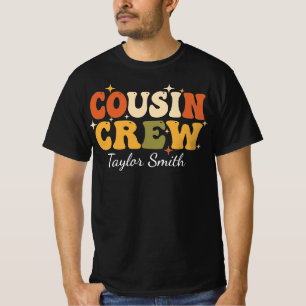 T-shirt Équipe de cousins rétro personnalisée pour réunion