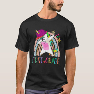 T-shirt Équipe de Dabbing Unicorn 1St Grade Leopard Rainbo