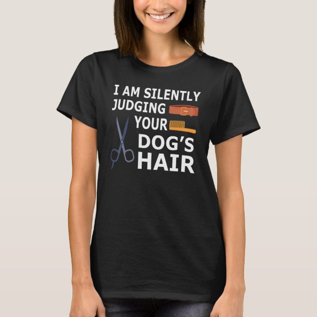 T-shirt Équipe De Groomer De Chiens Jugeant Silencieusemen (Devant)