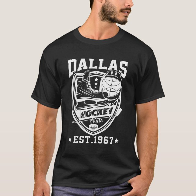 T-shirt Équipe de hockey Dallas Texas Star Sticks Est 1967 (Devant)