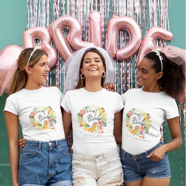 T-shirt Équipe de la mariée | Demoiselle d'honneur Citrus  (Créateur téléchargé)