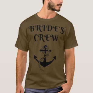 T-shirt Équipe de la mariée, police noire et ancre, nautiq