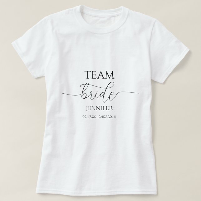 T-shirt Équipe de la mariée pour une Baby Shower Simple et (Design devant)