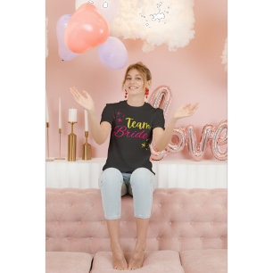 T-shirt Équipe de la mariée rose et jaune Enterrement de v