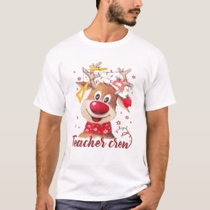 T-shirt Équipe de l'enseignant Cute Rudolph Reindeer porta
