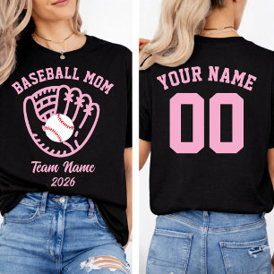 T-shirt Équipe de Maman de Baseball Nom Personnalisé Numér