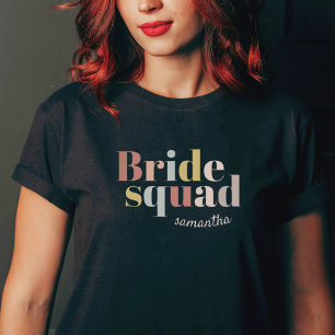 T-shirt Équipe de mariée minimaliste Personnalisé Nom de l