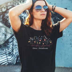 T-shirt Équipe de mariées Fleurs sauvages Boho
