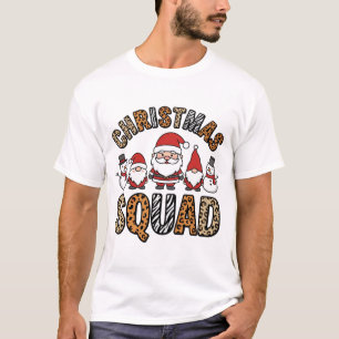 T-shirt Équipe de Noël Santa Bonhomme de Neige Imprimé Léo