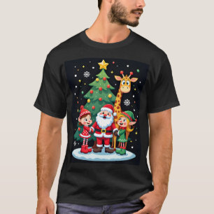 T-shirt Équipe de Noël Santa Girafe Elfe Dabbing Assortis